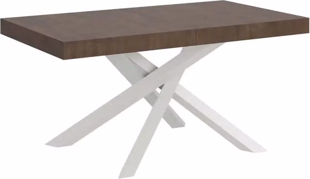 Tavolo allungabile Itamoby Volantis Premium colore noce con gambe bianche L: 200-460 cm, P: 90 cm