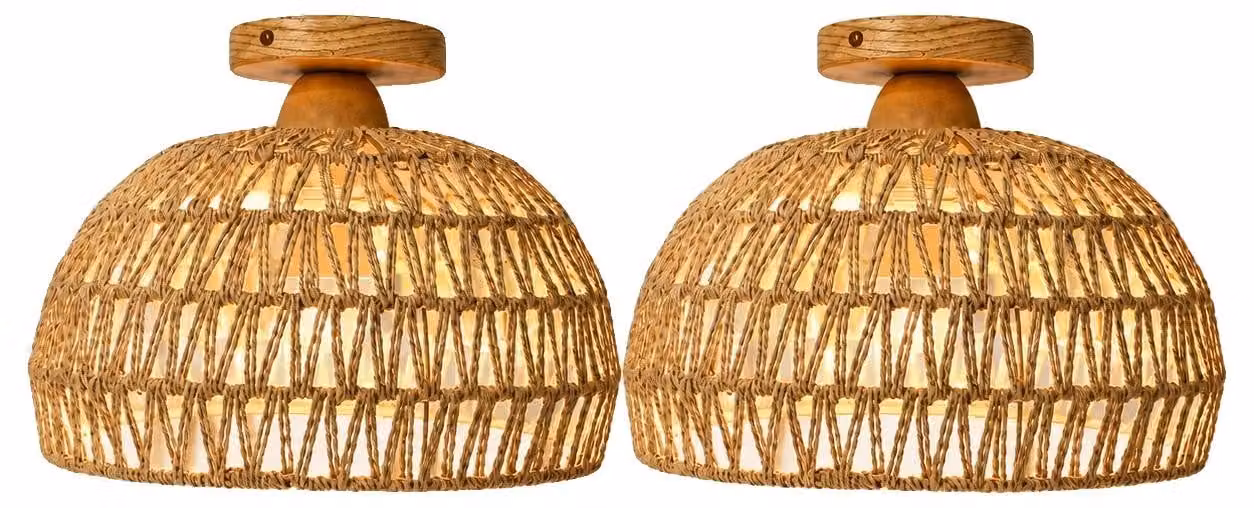 Lampada a soffitto, design intrecciato in stile boho, lampada da incasso, confezione da 2 pezzi, senza lampadina