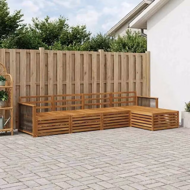 Set di divani da esterno 5 pz Naturale Legno di Acacia Massello 3383232
