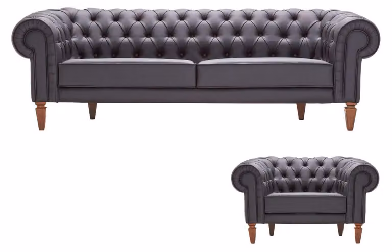Chesterfield 3-Sitzer Sofa Sessel Couch Sofa Couchen 1 Sitzer Einsitzer Leder