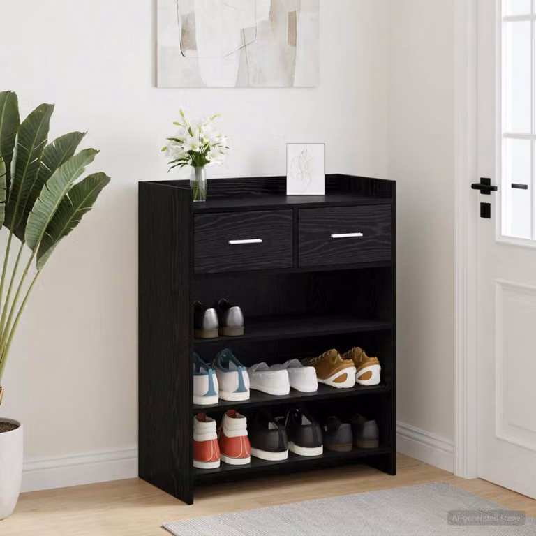 Scarpiera moderna vidaXL in legno nero L: 73,5 cm, P: 36 cm, H: 92 cm