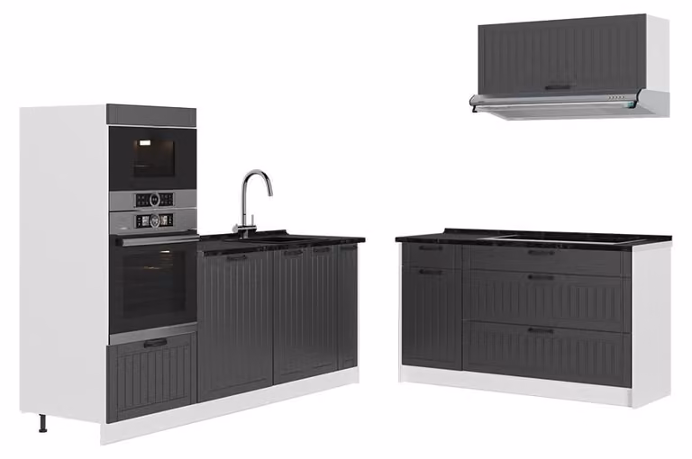 Cucina Vicco Fame-Line Grigio scuro/Bianco 340 cm, PL Antracite, Model 63925