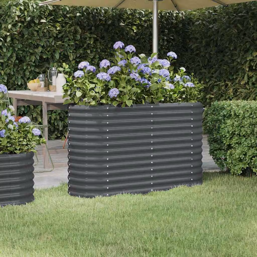 Letto rialzato da giardino vidaXL in acciaio zincato colore antracite L: 114 cm, P: 40 cm, H: 68 cm