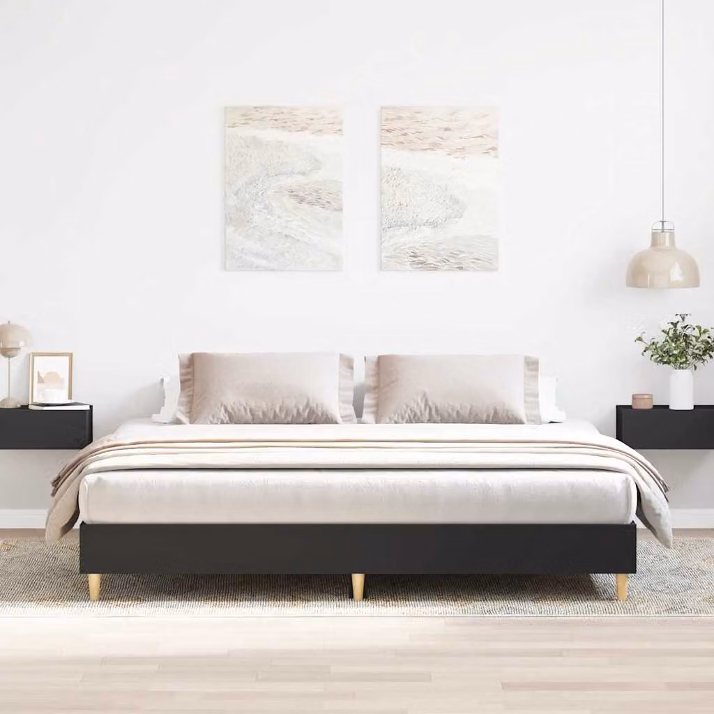 vidaXL Giroletto senza Materasso Nero in Legno Multistrato L: 180 cm, P: 200 cm