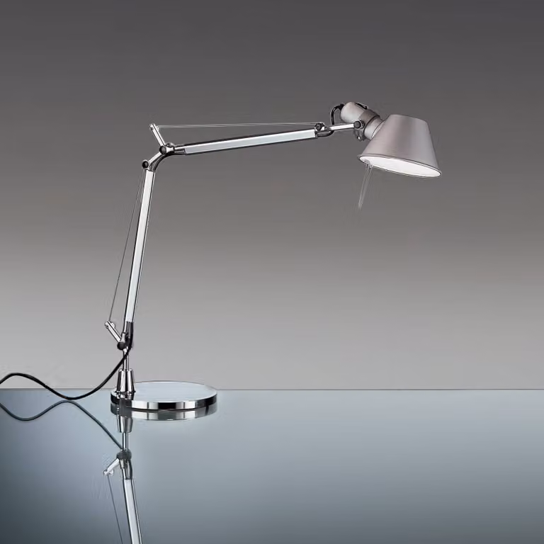 Artemide Lampada da scrivania Tolomeo Mini, dimmerabile, Cromo / Argento, Soggiorno / Sala da pranzo, Alluminio, Design, Lampada da tavolo