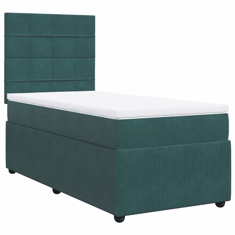 Giroletto a Molle con Materasso Verde Scuro 90x200 cm Velluto