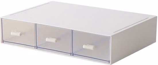 Organizer da ufficio - Organizer da ufficio con vassoio - Organizer da ufficio bianco - Organizer per cosmetici bianco - Set da 2 pezzi impilabile e resistente alla polvere