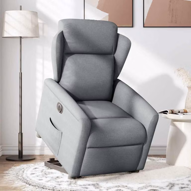 Poltrona Reclinante Alzapersona Elettrica Grigio Chiaro Tessuto