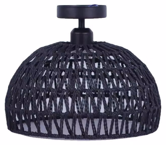Lampada da soffitto, rattan intrecciato a mano, dimmerabile, nero, lampadina non inclusa