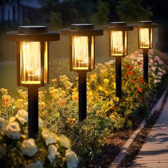 Illuminazione solare per vialetti da giardino, luce bianca calda, impermeabile