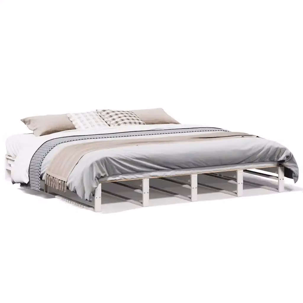 vidaXL Giroletto in legno massello di pino bianco con doghe fisse L/P: 200 x 200 cm – 2