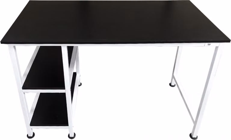 Scrivania da computer - con ripiani - larghezza 110 cm - bianco e nero