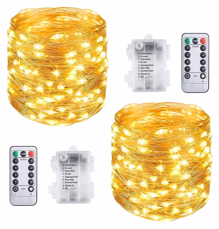 Catena luminosa a LED - 10 metri - 100 LED - Luce bianca calda