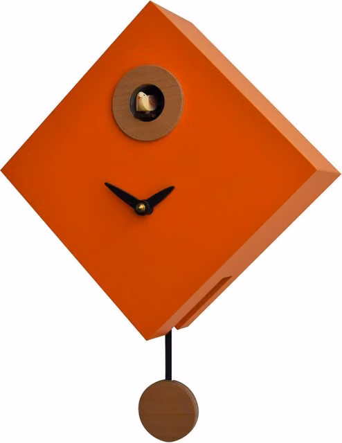 Orologio a Cucù da Parete 25x25x11cm Pirondini Italia Rombino Arancio