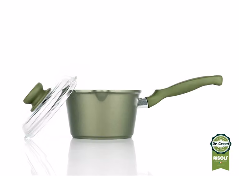 Casseruolino Dr. Green in alluminio pressofuso con coperchio e un manico in bakelite, diam. 16cm