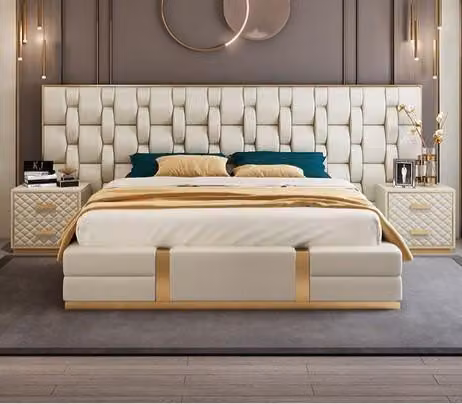 Bett Polster Design Luxus Doppel Hotel Betten beige Luxus Hotel
