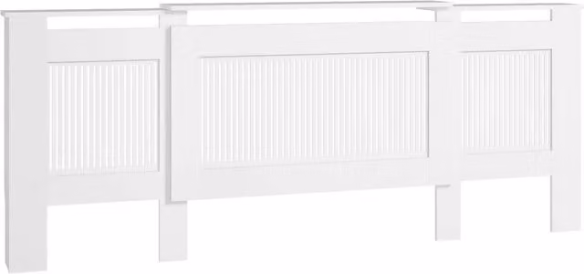Copritermosifone a lamelle regolabile Outsunny in MDF bianco, L: 125-201 cm, H: 81,5 cm, P: 19 cm