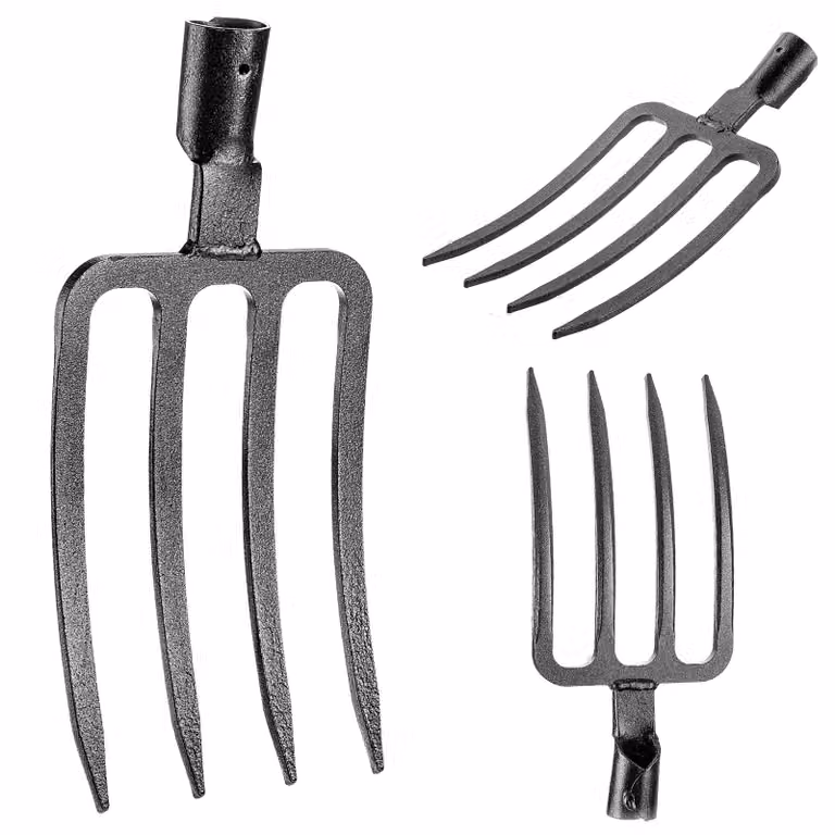 Forca da giardino KADAX per scavare e allentare, forca da scavo senza manico, forca da scavo in acciaio temprato, forca da fieno leggera, forca da letame, forca, forca da vanga (nera a 4 rebbi)