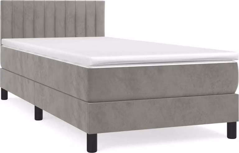 Giroletto a Molle con Materasso Grigio Chiaro 90x200 cm Velluto