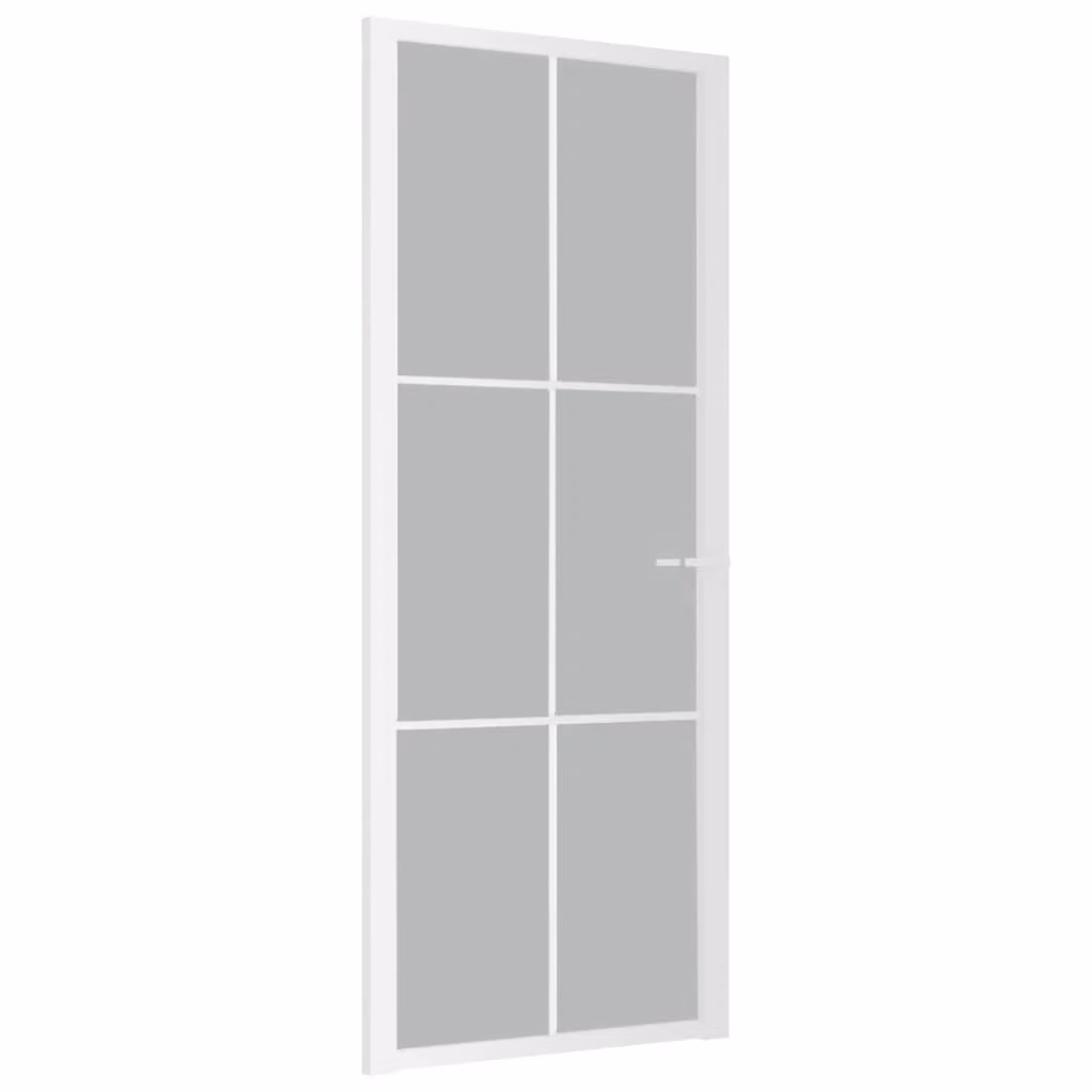 Porta Interna 83x201,5 cm Bianco Opaco Vetro e Alluminio