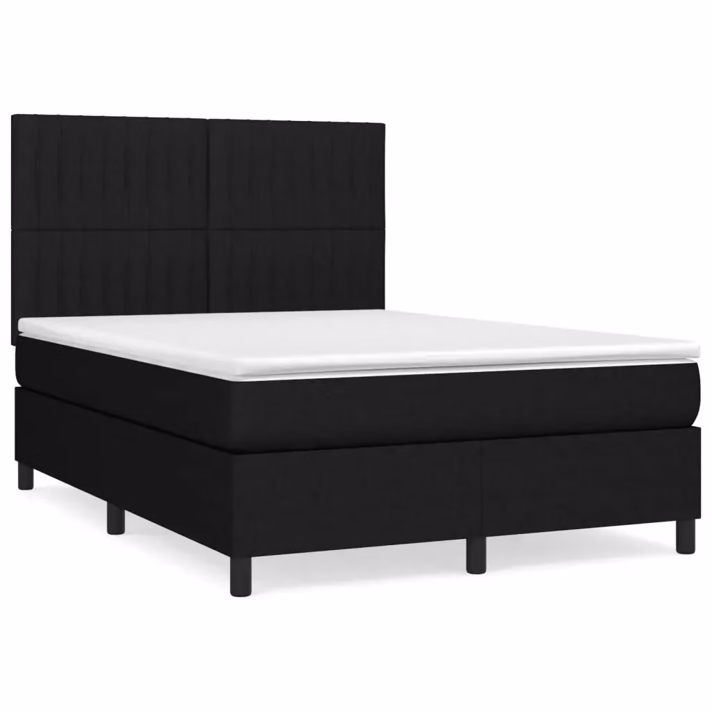 Letto Ibrido con Giroletto a Molle e Materasso vidaXL in Tessuto Nero e Bianco L/P/H: 140 x 190 cm – 2