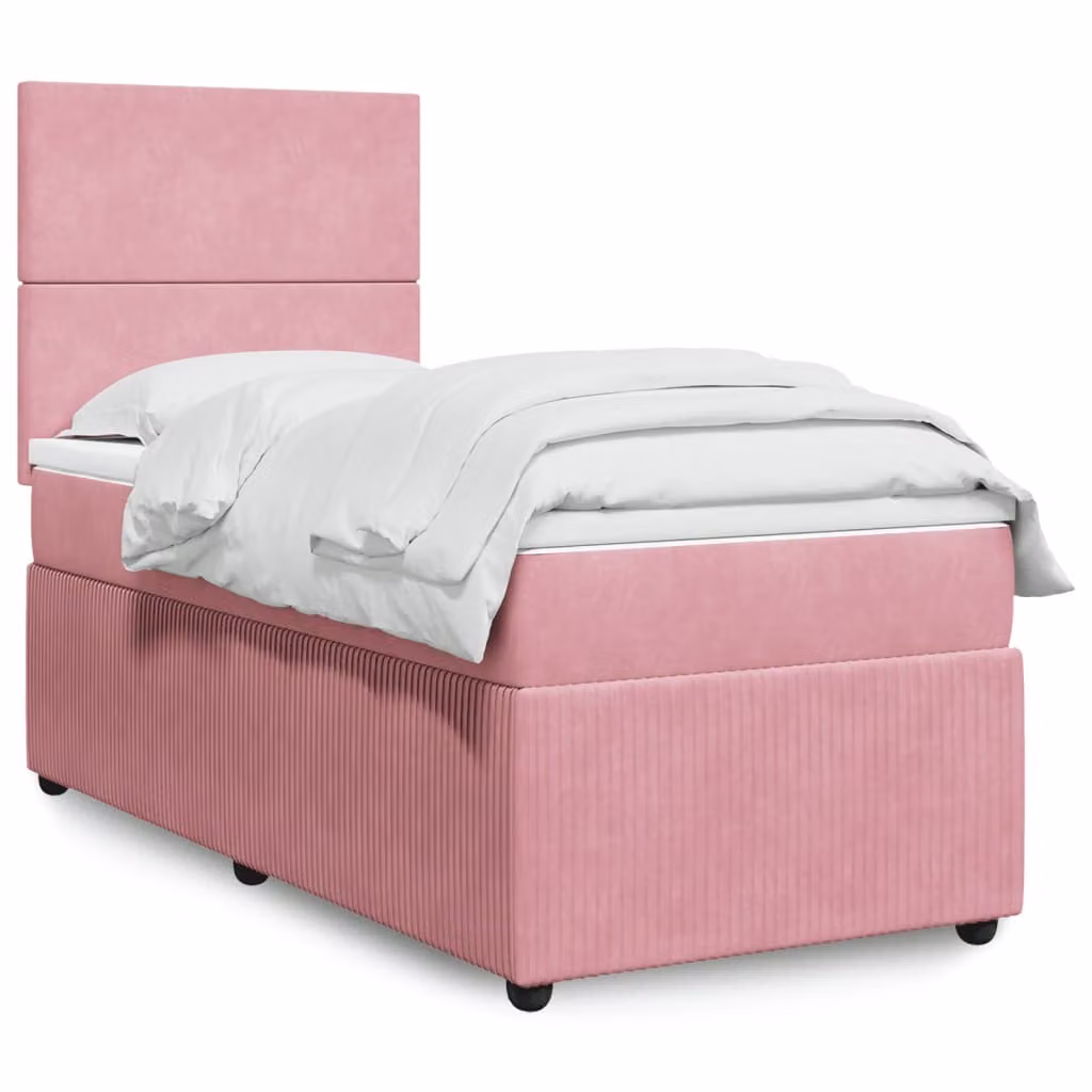 Maison Exclusive - Giroletto a Molle con Materasso Rosa 90x200 cm in Velluto