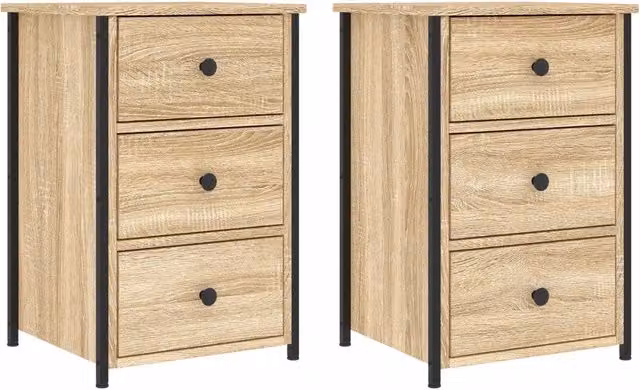 Set di 2 Comodini | Armadio da Notte | Mobiletto da notte Rovere Sonoma 40x36x60 cm in Legno Multistrato