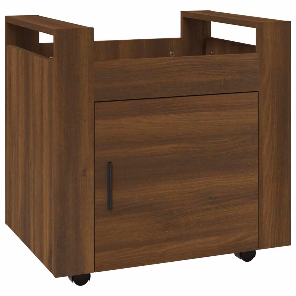 Carrello Scrivania Rovere Marrone 60x45x60 cm Legno Multistrato