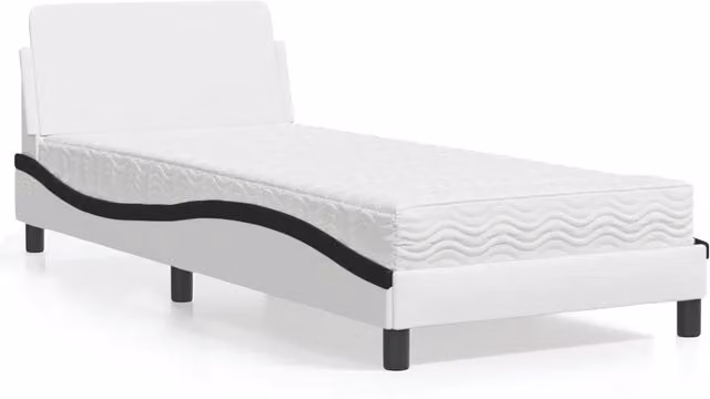 Letto con Materasso Dover Nero e Bianco 80x200 cm in Similpelle 3208303