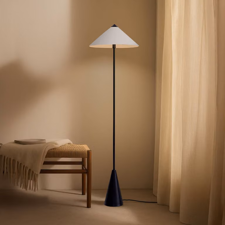 Lampada da terra Norvik Lindby, Nero, Soggiorno / Sala da pranzo, Metallo, Moderno, Lampada da terra