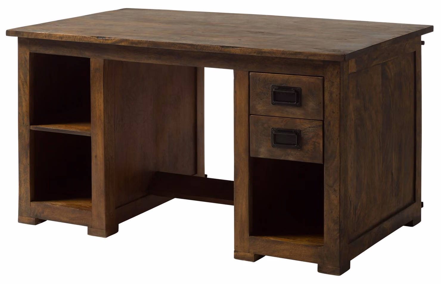 MASSIVMOEBEL24 | Schreibtisch Mango 140x80x76 braun lackiert RAILWAY #461