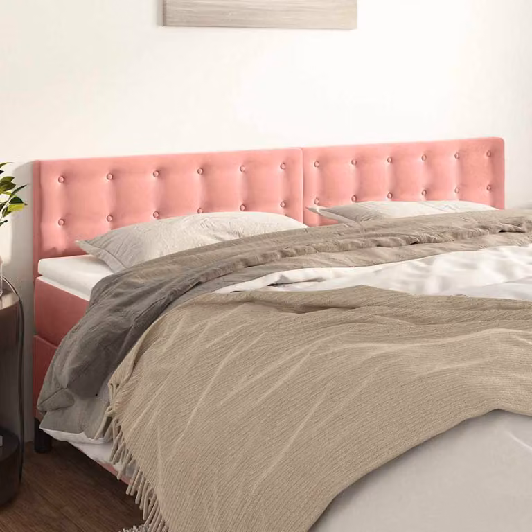 Testiera per letto vidaXL in velluto rosa con pannello imbottito L: 200 cm, P: 5 cm, H: 78-88 cm