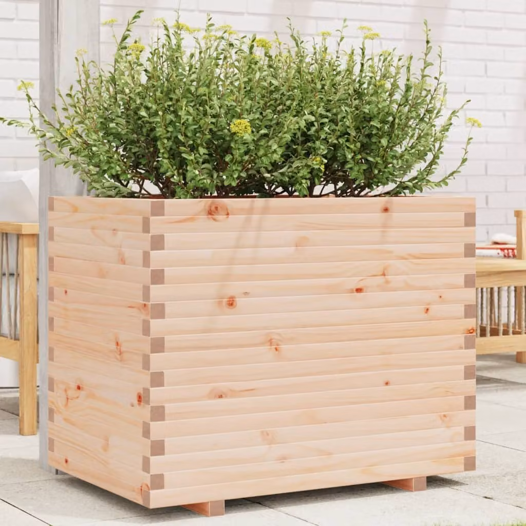 Fioriera da giardino vidaXL in legno di pino massello marrone L: 90 cm, P: 60 cm, H: 72,5 cm