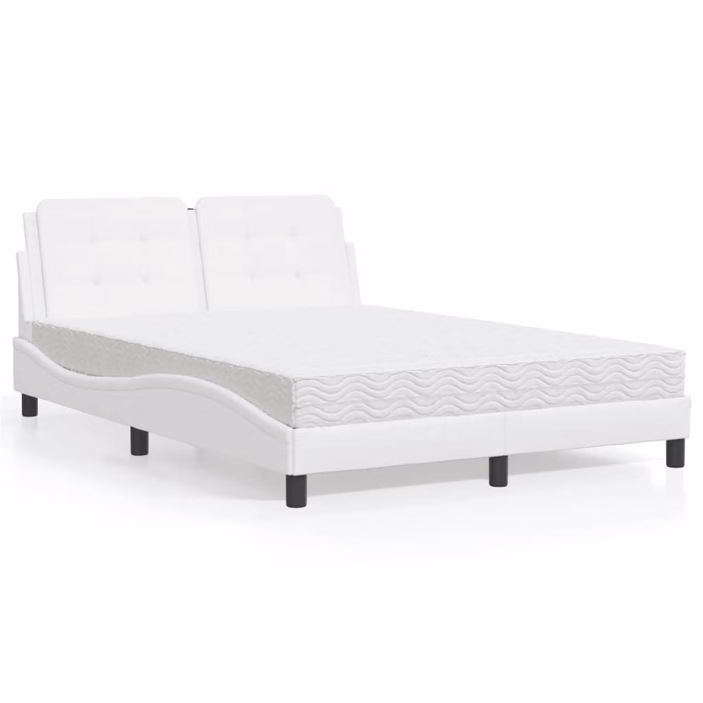 Letto con Materasso Zadar vidaXL Bianco L/P/H: 140 x 200 x 145 cm