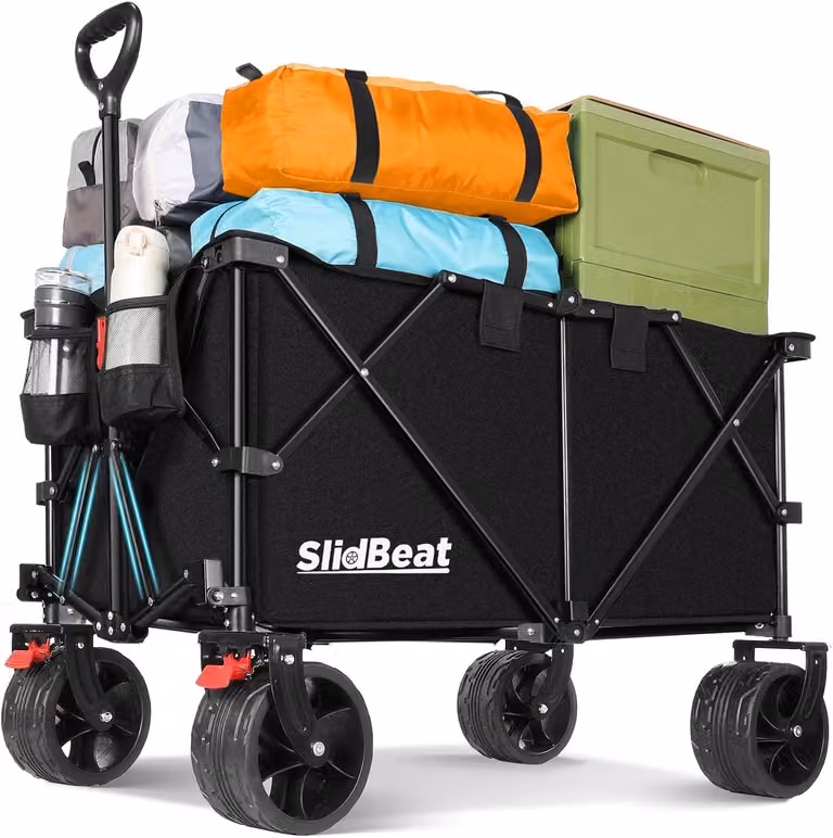 Carrello pieghevole per festival, con ruote adatte a tutti i terreni, capacità di carico di 200 kg, completo di freno, ideale per campeggio e giardinaggio
