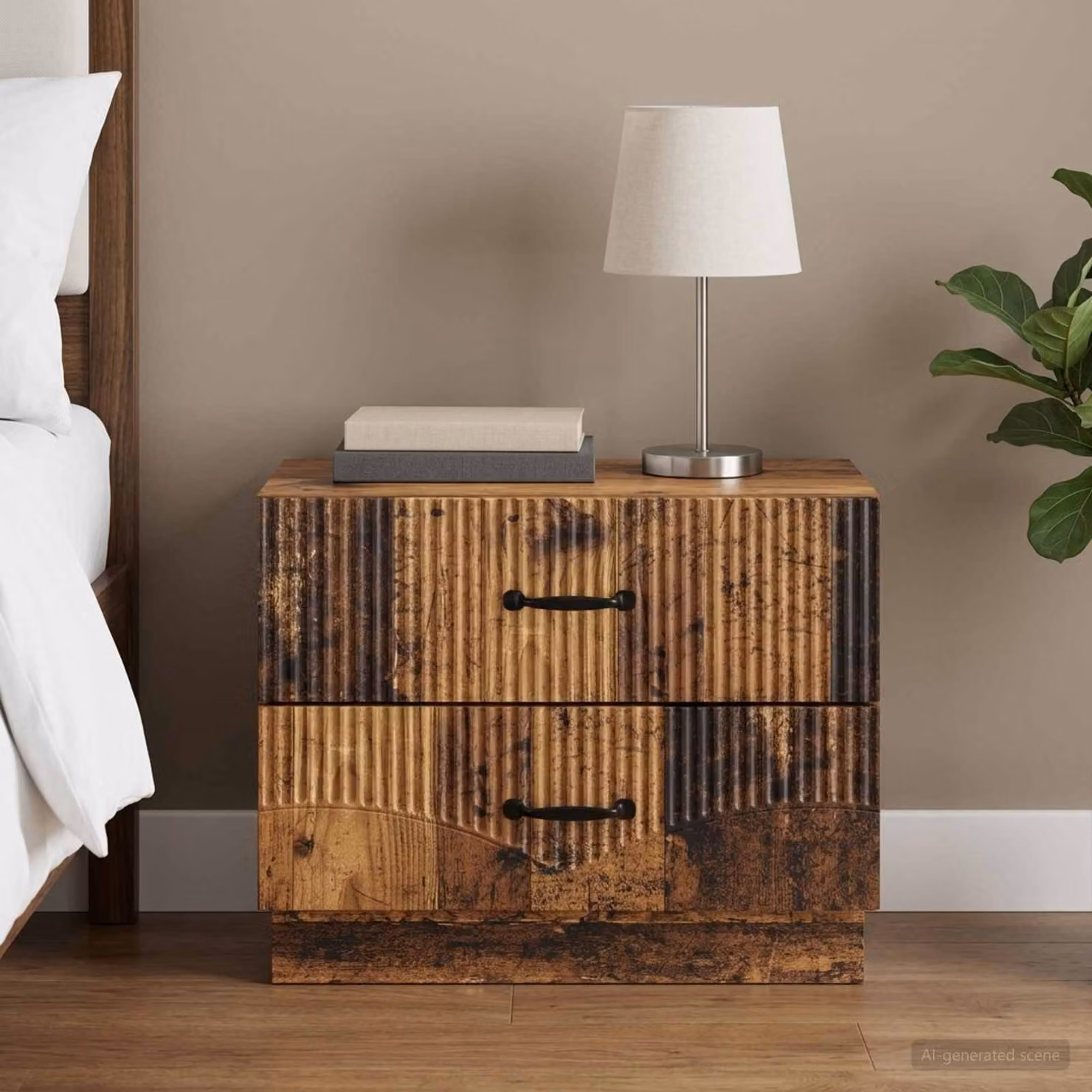 Armadio da Notte vidaXL in Legno Antico Marrone L: 62 cm, P: 34,5 cm, H: 44,5 cm