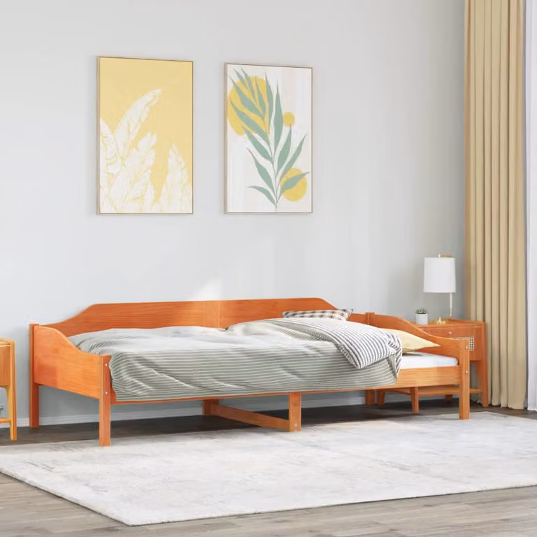 Letto senza materasso vidaXL in legno di pino marrone cera 90x200 cm