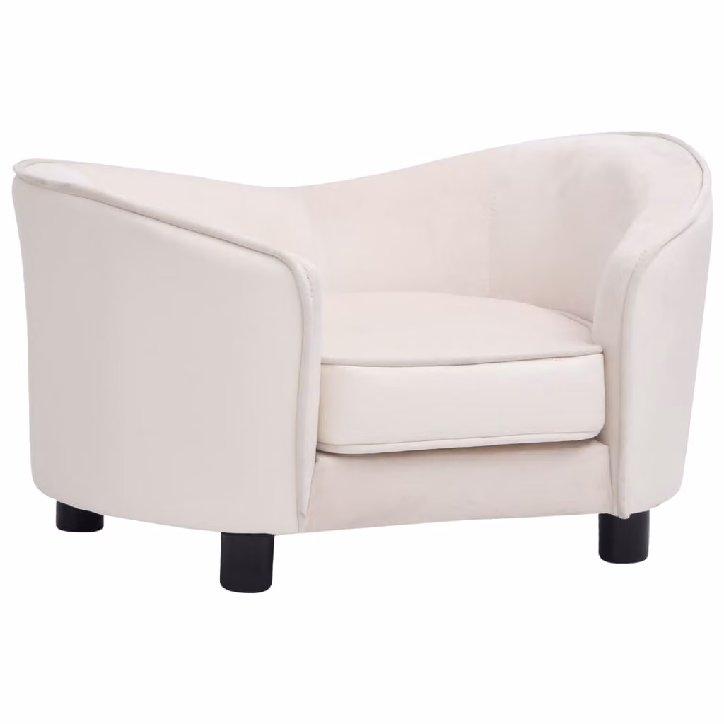 Divano per cani crema 69x49x40 cm in peluche e Pelle finta