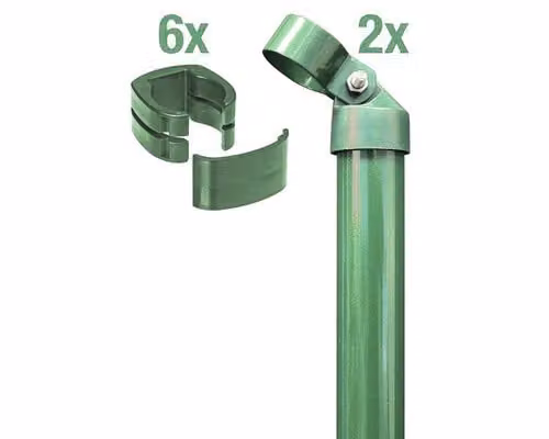 Alberts 602215 Set per angoli di recinzione per rete elettrosaldata Fix-Clip Pro®, zincato-fosfatato verde, per la posa nel calcestruzzo, altezza recinzione 1020 mm
