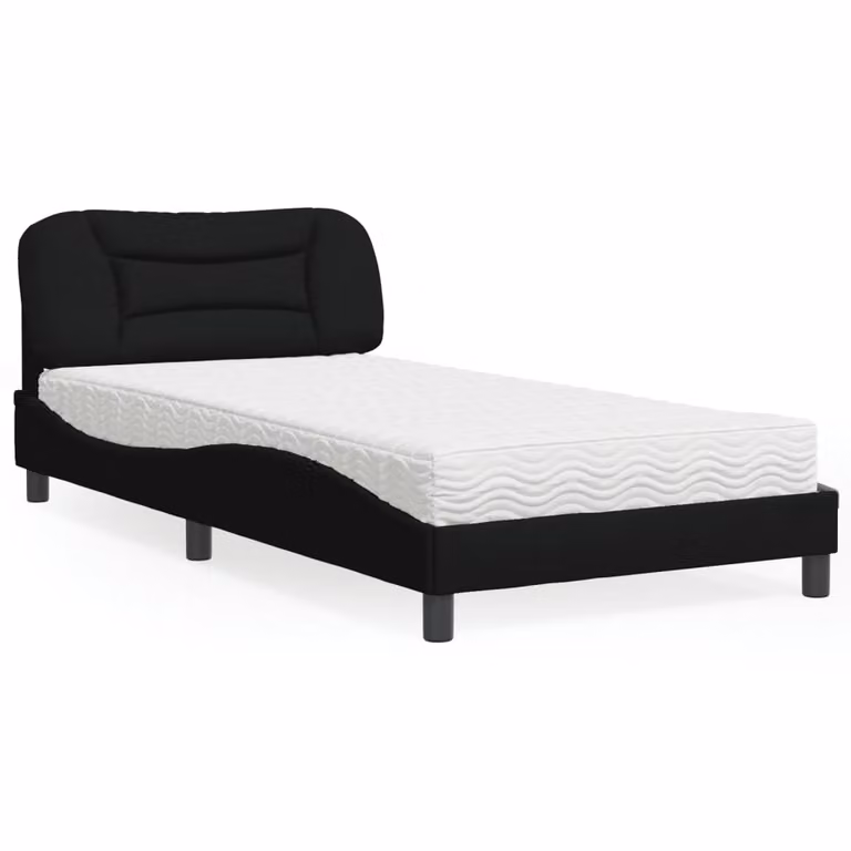 Letto con Materasso Hvar vidaXL Nero in Tessuto 100x200 cm