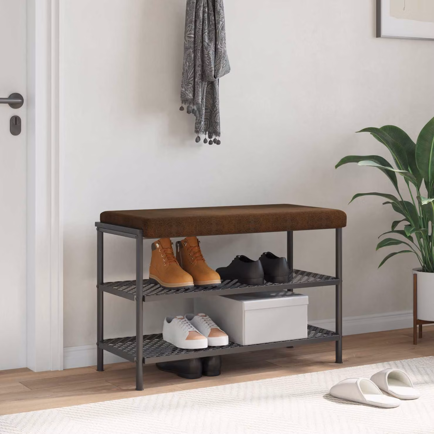 vidaXL Cuscino per panchina in tessuto scamosciato sintetico marrone con imbottitura in schiuma e base antiscivolo L 80 cm x P 80 cm x H 3,5 cm