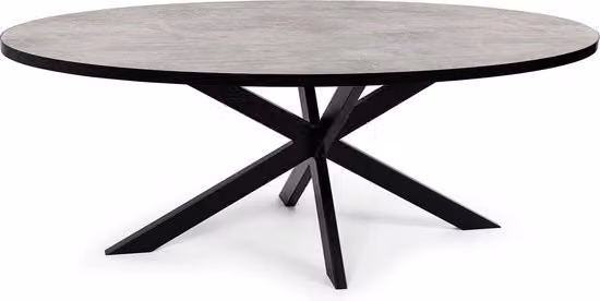 Tavolo da pranzo ovale Stalux moderno in legno e metallo, colore nero e grigio, L: 240 cm, P: 110 cm