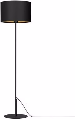 Lampada da terra moderna Luminex Arden nera e oro con paralume cilindrico in tessuto, attacco E27, dimmabile, Altezza: 150 cm