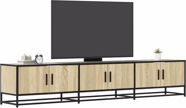 Mobile TV stile industrial vidaXL in legno e metallo, colore rovere, L: 210 cm, P: 35 cm, H: 41 cm