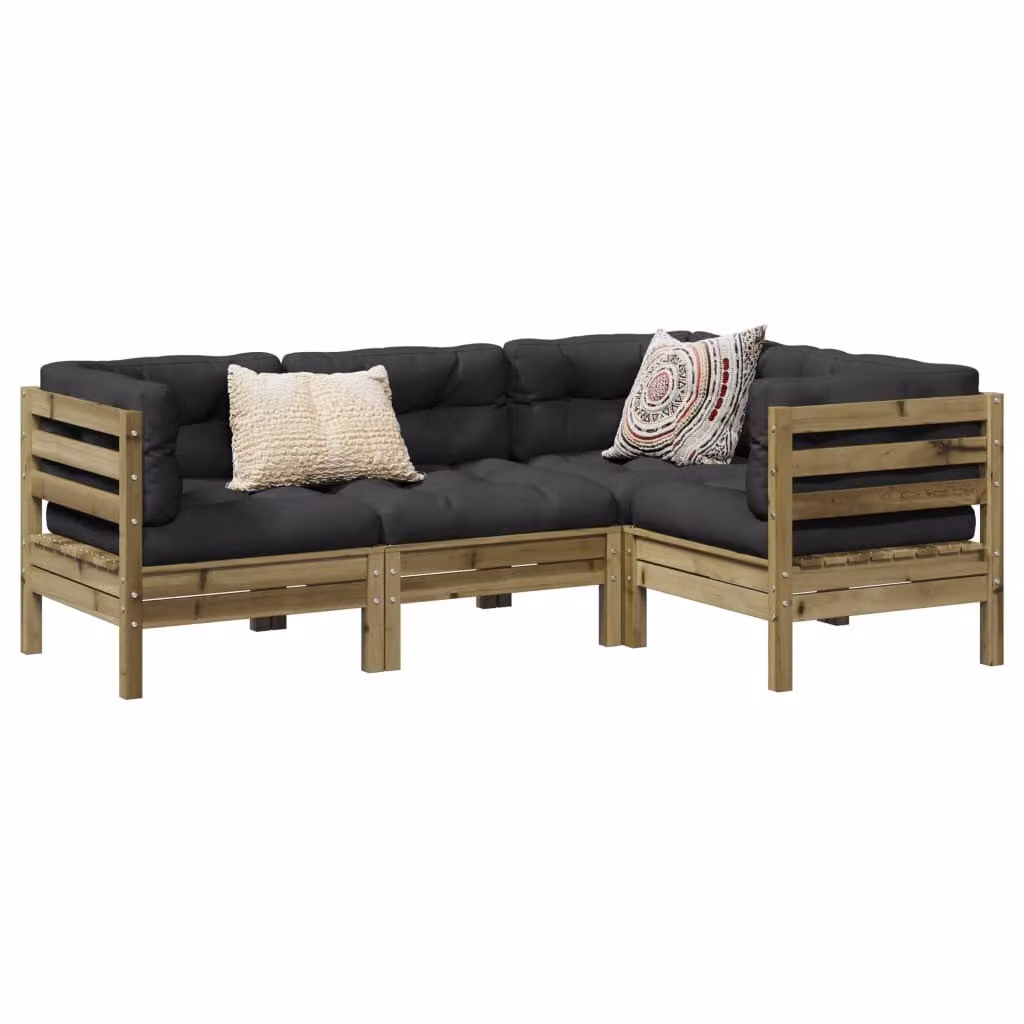 Maison Exclusive - Set da giardino composto da 4 pezzi con cuscini, in legno di pino trattato