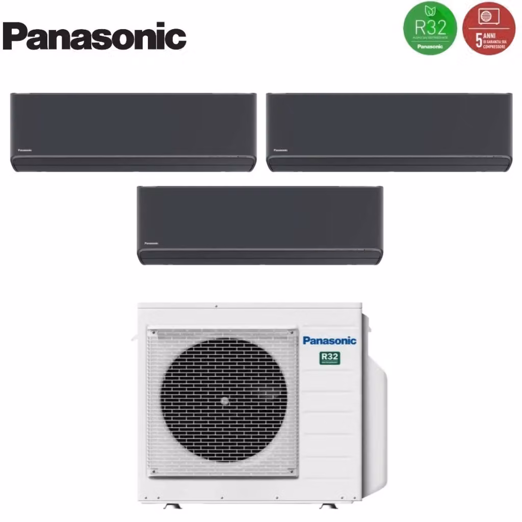 Condizionatore Split Panasonic Etherea Dark Grigio con Wi-Fi Integrato e Unità Esterna CU-3Z68TBE R-32 Classe Energetica A++ – 2