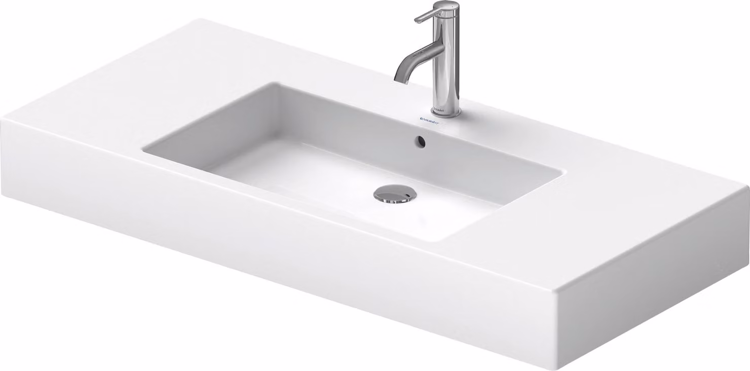 Duravit lavabo pour meuble Vero 105cm, avec trop-plein, avec plage pour robinetterie, 1 trou pour robinetterie, 0329100000, 0329100000