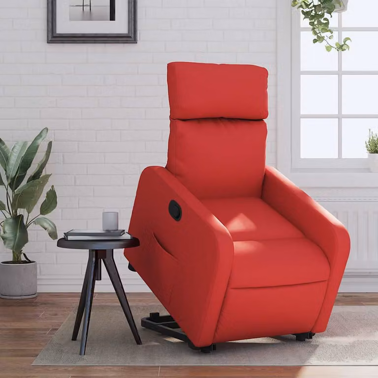 Poltrona Alzapersona Reclinabile vidaXL in Similpelle Rossa con Assistenza Elettrica per Senior