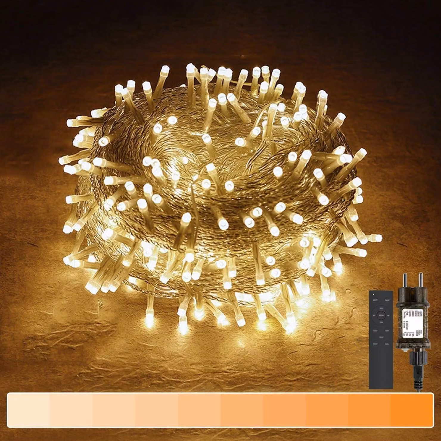 Catena luminosa a LED - 300 LED - Luce calda - Con telecomando