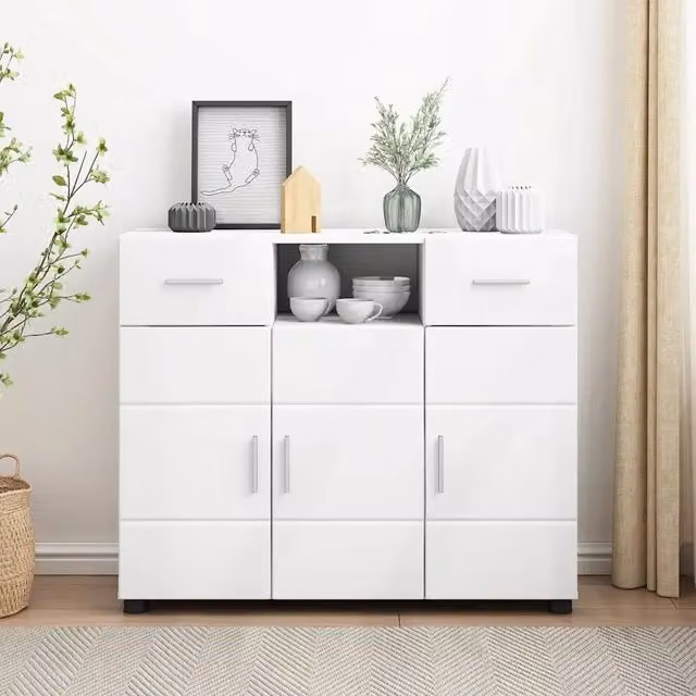 Credenza Buffet da cucina moderna vidaXL in MDF bianco L: 88,5 cm, P: 30,5 cm, H: 73 cm